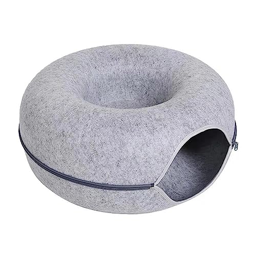 Katzentunnelbett Für Hauskatzen, Katzenbett, Katzen-Donut-Höhle, Kratzfestes Versteckspielzeug Für Katzen,Grau,M Katzentunnelbett Für Hauskatzen, Katzenbett, Katzen-Donut-Höhle, Kratzfestes Versteckspielzeug Für Katzen,Grau,M von DOPORA