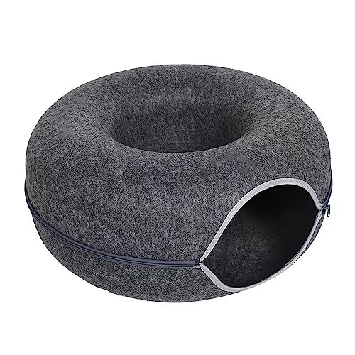 Katzentunnelbett Für Hauskatzen, Katzenbett, Katzen-Donut-Höhle, Kratzfestes Versteckspielzeug Für Katzen,Schwarz,S Katzentunnelbett Für Hauskatzen, Katzenbett, Katzen-Donut-Höhle, Kratzfestes Versteckspielzeug Für Katzen,Schwarz,S von DOPORA