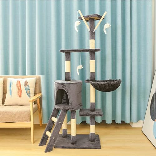 Kratzbaumturm Für Wohnungskatzen, Katzenwohnungsmöbel Mit Katzenkratzbäumen, Mehrstufiger Katzenaktivitätsbaum Mit Hängematten, Baumelnder Ball,B Kratzbaumturm Für Wohnungskatzen, Katzenwohnungsmöbel Mit Katzenkratzbäumen, Mehrstufiger Katzenaktivitätsbaum Mit Hängematten, Baumelnder Ball,B von DOPORA