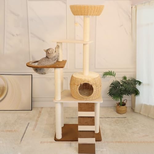 Mehrstöckiger Kratzbaum Für Große Katzen/Großer Katzenturm Mit Katzenhütte/Sisal-Kratzbaum Und Raumkapsel/Spielhaus Im Aktivitätscenter,A von DOPORA