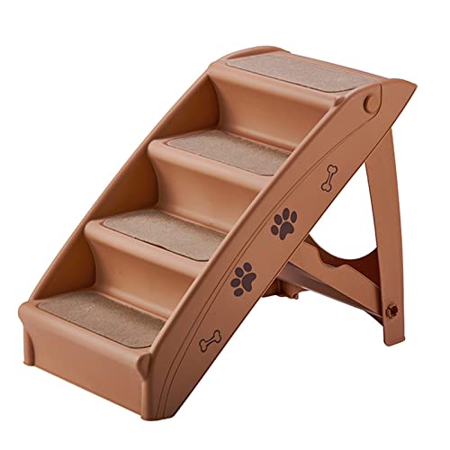 Pet Dog Stairs Steps Für Hochbett Für Kleine Hunde Waschbarer Teppich Faltbarer Kunststoff,Braun von DOPORA