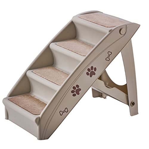 Pet Dog Stairs Steps Für Hochbett Für Kleine Hunde Waschbarer Teppich Faltbarer Kunststoff,Grau von DOPORA