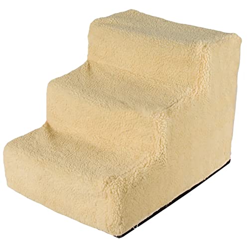 Pet Steps Weicher Plüschüberzug Für Kleine Tiere, 3-Stufige Montageleiter, Leicht, Tragbar, Für Katzen, Hunde, Langlebige Rampenunterstützung,Beige von DOPORA