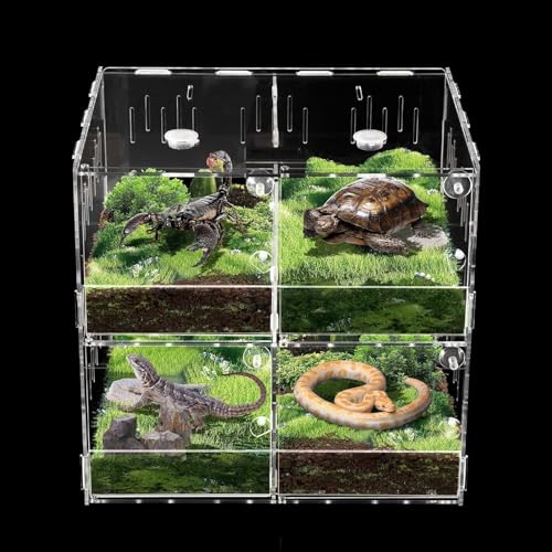 Reptilien-Terrarien, Acryl-Reptilientank Mit 4 Gittern, Habitat-Terrarium-Gehäuse Für Kleine Bodenreptilien, Amphibien, Spinnen Und Andere Wirbellose von DOPORA