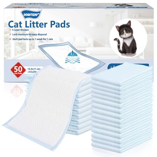 Nachfüllpackungen für Katzentoilette, 50 Stück, super saugfähige Katzenunterlagen, generische Nachfüllpackung, kompatibel mit Katzentoilette, 42 x 29 cm von DOQVTIZAY