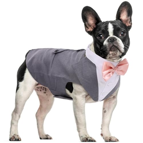 DORA BRIDAL Formal Hund Smoking für mittelgroße und große Hunde, Labrador Haustier Hochzeit Party Anzug Outfit mit abnehmbarer Fliege Kragen Halstuch Bandana Dress-up Halloween Kostüme hübsch elegant Cosplay von DORA BRIDAL