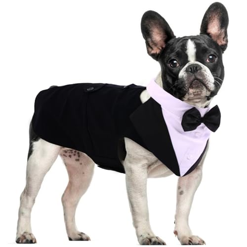 DORA BRIDAL Hunde-Smokinganzug, formeller Hundeanzug und Bandana-Set, Hochzeitskleidung, Party, Hunde-Fliege, Hemd für große und mittelgroße Hunde, Labrador, Golden Retriever, Bulldoggen, Jungen von DORA BRIDAL