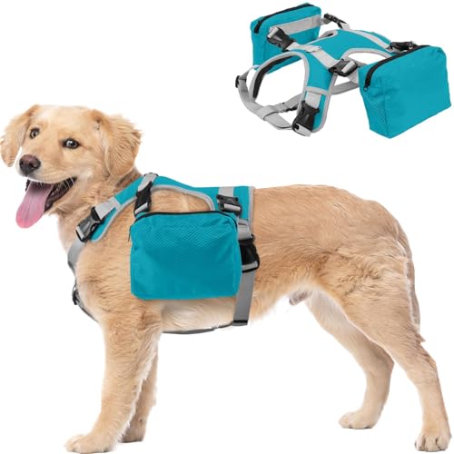 DORA BRIDAL Hunderucksack für Mittelgroße & Große Hunde, Hunderucksack Geschirr, Hunde Wanderrucksack mit Seitentaschen, Outdoor Haustiersattel für Deutscher Schäferhund, Labrador (Blau, Medium) DORA BRIDAL Hunderucksack für Mittelgroße & Große Hunde, Hunderucksack Geschirr, Hunde Wanderrucksack mit Seitentaschen, Outdoor Haustiersattel für Deutscher Schäferhund, Labrador (Blau, Medium) von DORA BRIDAL