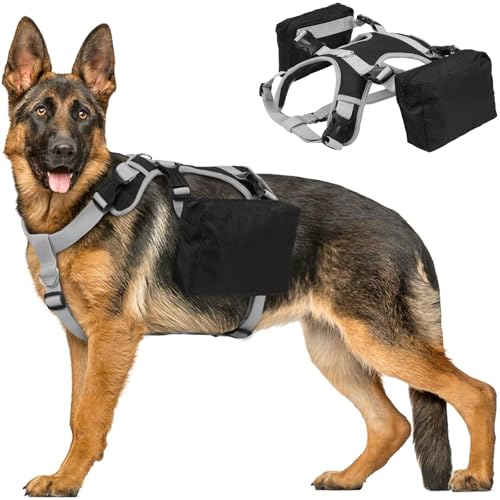 DORA BRIDAL Hunderucksack für Mittelgroße & Große Hunde, Hunderucksack Geschirr, Hunde Wanderrucksack mit Seitentaschen, Outdoor Haustiersattel für Deutscher Schäferhund, Labrador (Schwarz, Groß) DORA BRIDAL Hunderucksack für Mittelgroße & Große Hunde, Hunderucksack Geschirr, Hunde Wanderrucksack mit Seitentaschen, Outdoor Haustiersattel für Deutscher Schäferhund, Labrador (Schwarz, Groß) von DORA BRIDAL