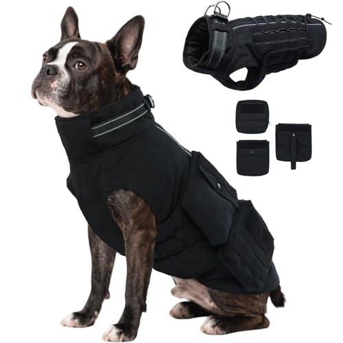 DORA BRIDAL Taktischer Hunde-Wintermantel, verstellbares Militärdienstgeschirr für Training, Spazierengehen, Wandern, Hundeweste mit Molle-Einsätzen mit 3 Beuteln für kleine, mittelgroße und große DORA BRIDAL Taktischer Hunde-Wintermantel, verstellbares Militärdienstgeschirr für Training, Spazierengehen, Wandern, Hundeweste mit Molle-Einsätzen mit 3 Beuteln für kleine, mittelgroße und große von DORA BRIDAL