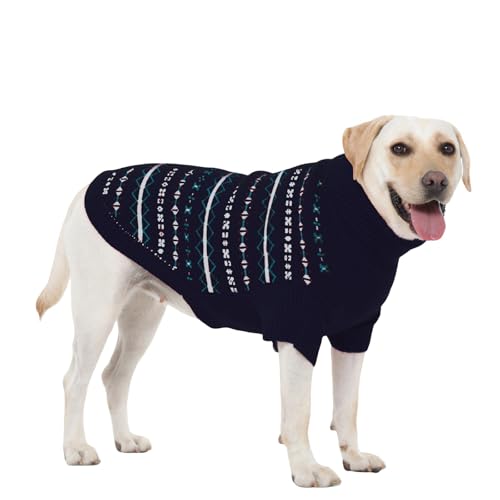 Dora Bridal Hundepullover für große Hunde, warmer Strick-Rollkragen für den Winter und Weihnachten, Hundekleidung für Pitbull, Dobermann (XXL, Marineblau Dora Bridal Hundepullover für große Hunde, warmer Strick-Rollkragen für den Winter und Weihnachten, Hundekleidung für Pitbull, Dobermann (XXL, Marineblau von DORA BRIDAL