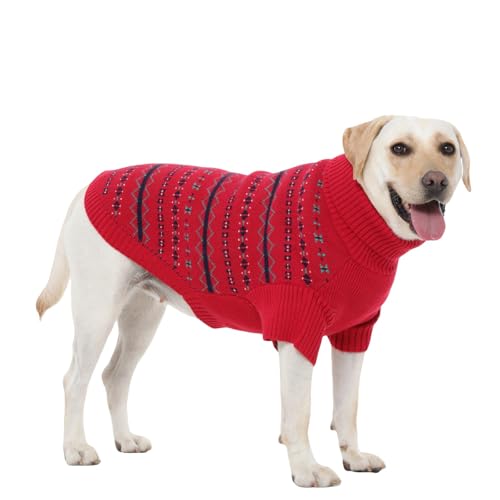 Dora Bridal Hundepullover für große Hunde, warmer Strick-Rollkragen für den Winter und Weihnachten, Hundekleidung für Pitbull, Dobermann (XXL, Rot Dora Bridal Hundepullover für große Hunde, warmer Strick-Rollkragen für den Winter und Weihnachten, Hundekleidung für Pitbull, Dobermann (XXL, Rot von DORA BRIDAL