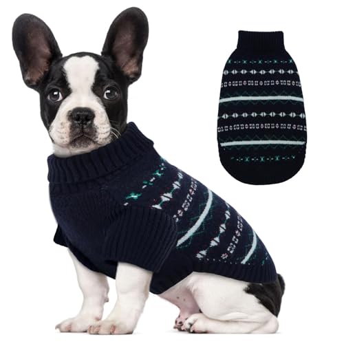 Dora Bridal Pullover für kleine Hunde, warmer gestrickter Welpen-Rollkragen für den Winter, Weihnachten, Hundekleidung für Chihuahua, Französische Bulldogge, Yorkie (M,Navy Dora Bridal Pullover für kleine Hunde, warmer gestrickter Welpen-Rollkragen für den Winter, Weihnachten, Hundekleidung für Chihuahua, Französische Bulldogge, Yorkie (M,Navy von DORA BRIDAL