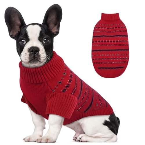 Dora Bridal Pullover für kleine Hunde, warmer gestrickter Welpen-Rollkragen für den Winter, Weihnachten, Hundekleidung für Chihuahua, Französische Bulldogge, Yorkie (S,Rot Dora Bridal Pullover für kleine Hunde, warmer gestrickter Welpen-Rollkragen für den Winter, Weihnachten, Hundekleidung für Chihuahua, Französische Bulldogge, Yorkie (S,Rot von DORA BRIDAL