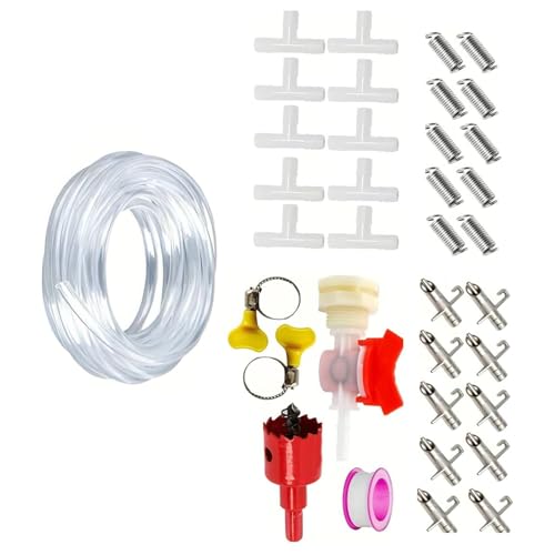 Automatisches Kleintier-Wasserspender-Set mit federmontierten Nippeln, Futterspendern und einfacher Installations-Werkzeug-Bewässerungssets, automatische Bewässerungs-Kits Automatisches Kleintier-Wasserspender-Set mit federmontierten Nippeln, Futterspendern und einfacher Installations-Werkzeug-Bewässerungssets, automatische Bewässerungs-Kits von DOSERTY