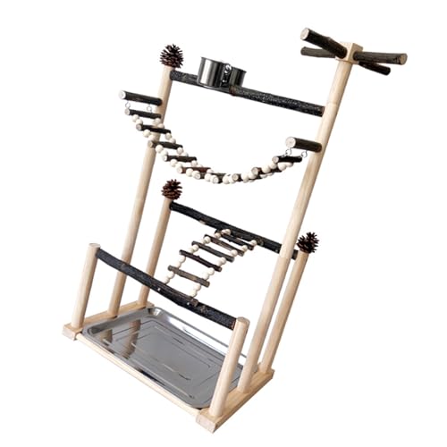 Natürliches Holz Papageien Trainingsstand Mit Abnehmbarem Tablett Kletterleiter Rotierende Barsch Für Große Vögelübung Und Spiel Natürliches Holz Papageien Trainingsstand Mit Abnehmbarem Tablett Kletterleiter Rotierende Barsch Für Große Vögelübung Und Spiel von DOSERTY