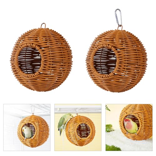 Rundes Papageienhaus zum Aufhängen, mit simulierter Rattan-Textur, Vogelnest für Haustiervögel, runde, ruhende Hängematte, Käfigzubehör, Wellensittiche, Vogelhaus mit künstlicher Webstruktur Rundes Papageienhaus zum Aufhängen, mit simulierter Rattan-Textur, Vogelnest für Haustiervögel, runde, ruhende Hängematte, Käfigzubehör, Wellensittiche, Vogelhaus mit künstlicher Webstruktur von DOSERTY