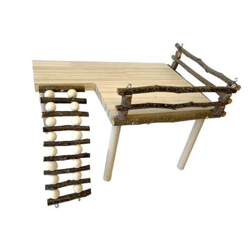Spielständer aus Naturholz, doppellagig, Kletterplattform mit Leiter für Hamster und Eichhörnchen, einfache Montage Spielständer aus Naturholz, doppellagig, Kletterplattform mit Leiter für Hamster und Eichhörnchen, einfache Montage von DOSERTY