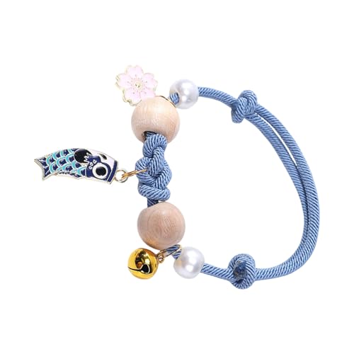 Weiches Nylon-Katzenhalsband, verstellbar, mit Glöckchen und Holzperlen, Antifloh-Halsband für drinnen und draußen Weiches Nylon-Katzenhalsband, verstellbar, mit Glöckchen und Holzperlen, Antifloh-Halsband für drinnen und draußen von DOSERTY