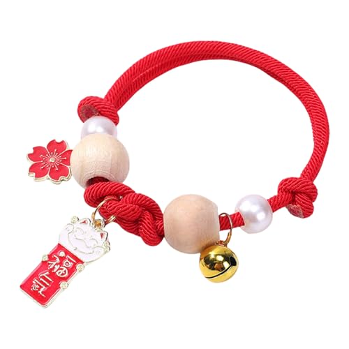 Weiches Nylon-Katzenhalsband, verstellbar, mit Glöckchen und Holzperlen, Antifloh-Halsband für drinnen und draußen Weiches Nylon-Katzenhalsband, verstellbar, mit Glöckchen und Holzperlen, Antifloh-Halsband für drinnen und draußen von DOSERTY