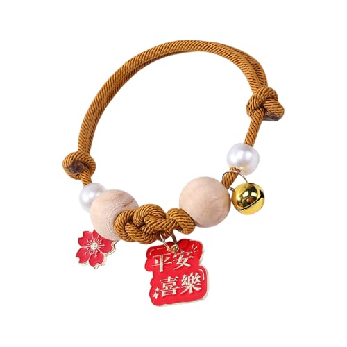 Weiches Nylon-Katzenhalsband, verstellbar, mit Glöckchen und Holzperlen, Antifloh-Halsband für drinnen und draußen Weiches Nylon-Katzenhalsband, verstellbar, mit Glöckchen und Holzperlen, Antifloh-Halsband für drinnen und draußen von DOSERTY