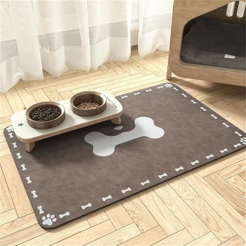 DOTBUY-SHOP Futtermatte Hund Saugfähig, Futterunterlage Katzen Haustier mit rutschfest Gummiunterseite Schnelltrocknend Futternapf Katzennapf Unterlage Napfunterlage (Braun E,40x120cm) von DOTBUY-SHOP