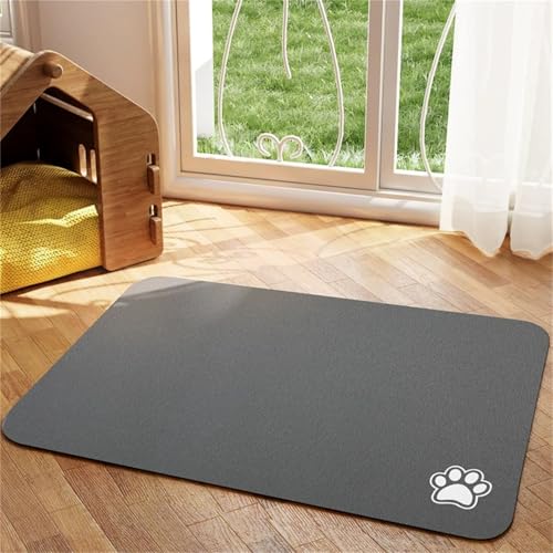 DOTBUY-SHOP Futtermatte Hund Saugfähig, Futterunterlage Katzen Haustier mit rutschfest Gummiunterseite Schnelltrocknend Futternapf Katzennapf Unterlage Napfunterlage (Dunkelgrau B,20x30cm) von DOTBUY-SHOP