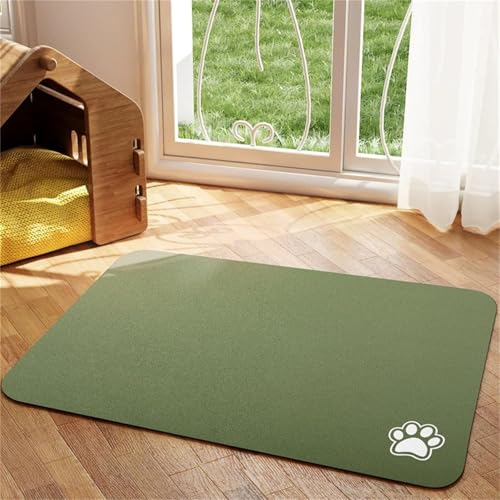DOTBUY-SHOP Futtermatte Hund Saugfähig, Futterunterlage Katzen Haustier mit rutschfest Gummiunterseite Schnelltrocknend Futternapf Katzennapf Unterlage Napfunterlage (Grasgrün B,30x50cm) von DOTBUY-SHOP
