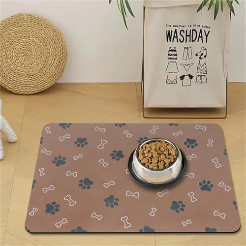 DOTBUY-SHOP Futtermatte Hund Saugfähig, Futterunterlage Katzen Haustier mit rutschfest Gummiunterseite Schnelltrocknend Futternapf Katzennapf Unterlage Napfunterlage (Hellbraun D,80x120cm) von DOTBUY-SHOP