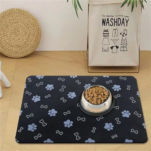 DOTBUY-SHOP Futtermatte Hund Saugfähig, Futterunterlage Katzen Haustier mit rutschfest Gummiunterseite Schnelltrocknend Futternapf Katzennapf Unterlage Napfunterlage (Schwarz D,80x120cm) von DOTBUY-SHOP