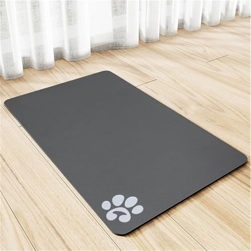 DOTBUY-SHOP Futtermatte Hund Saugfähig, Futterunterlage Katzen Haustier mit rutschfest Gummiunterseite Schnelltrocknend Futternapf Katzennapf Unterlage Napfunterlage Waschbar (Dunkelgrau,40x60cm) von DOTBUY-SHOP