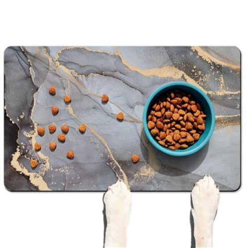 DOTBUY-SHOP Futtermatte Hund Saugfähig, Futterunterlage Katzen Haustier mit rutschfest Gummiunterseite Schnelltrocknend Futternapf Katzennapf Unterlage Napfunterlage Waschbar (Stil 5,30x40cm) von DOTBUY-SHOP