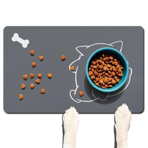 DOTBUY-SHOP Futtermatte Hund Saugfähig, Futterunterlage Katzen Haustier mit rutschfest Gummiunterseite Schnelltrocknend Futternapf Katzennapf Unterlage Napfunterlage Waschbar (Stil 7,30x50cm) von DOTBUY-SHOP