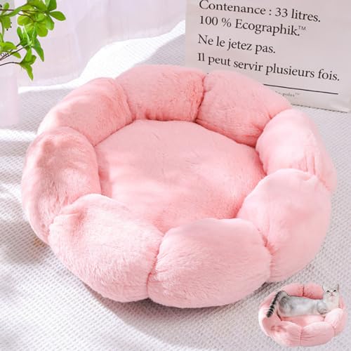 DOTBUY-SHOP Hundebet Katzenbett Hundekissen Grosse Hunde Kissen, Blumenform Plüsch-Hundekorb Hundebett Waschbar, für Welpe, Katzen, Kätzchen, Haustiere (50cm,Rosa) von DOTBUY-SHOP