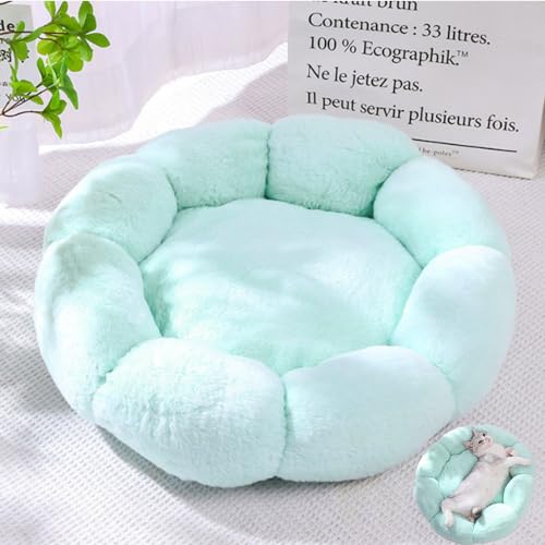 DOTBUY-SHOP Hundebet Katzenbett Hundekissen Grosse Hunde Kissen, Blumenform Plüsch-Hundekorb Hundebett Waschbar, für Welpe, Katzen, Kätzchen, Haustiere (50cm,Sanftes Grün) von DOTBUY-SHOP