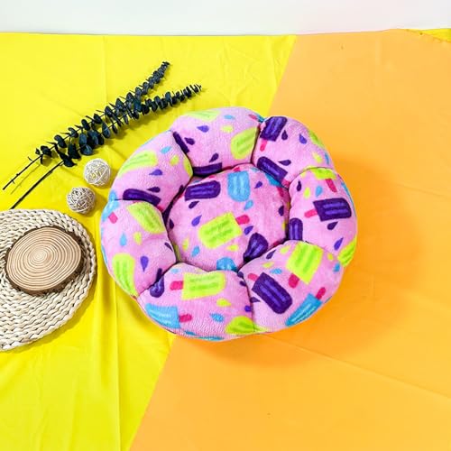 DOTBUY-SHOP Hundebet Katzenbett Hundekissen Grosse Hunde Kissen, Blumenform Plüsch-Hundekorb Hundebett Waschbar für Welpe, Katzen, Kätzchen, Haustiere (50cm,Eiscreme) von DOTBUY-SHOP