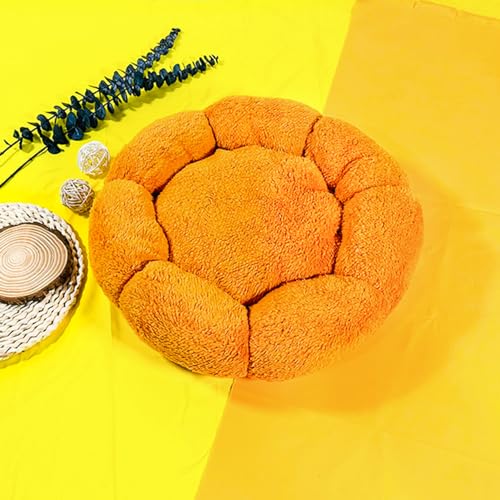 DOTBUY-SHOP Hundebet Katzenbett Hundekissen Grosse Hunde Kissen, Blumenform Plüsch-Hundekorb Hundebett Waschbar für Welpe, Katzen, Kätzchen, Haustiere (50cm,Orange) von DOTBUY-SHOP