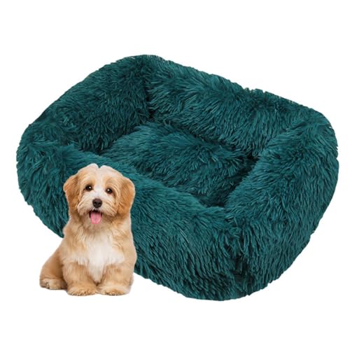 DOTBUY-SHOP Hundebet Rechteck Macaron Farbe Katzenbett, Hundekissen Grosse Hunde Kissen, Plüsch-Hundekorb Hundebett Waschbar, für Welpe, Katzen, Kätzchen, Haustiere (L,Dunkelgrün) von DOTBUY-SHOP