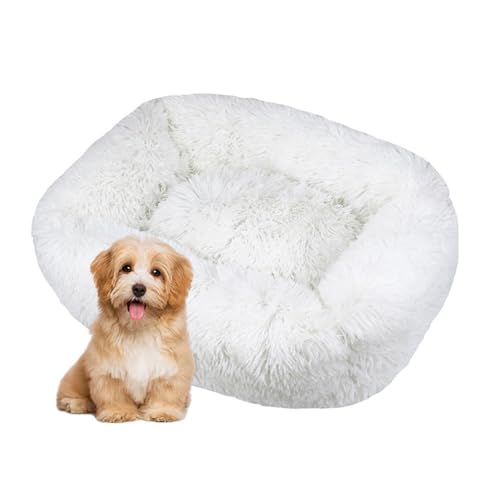 DOTBUY-SHOP Hundebet Rechteck Macaron Farbe Katzenbett, Hundekissen Grosse Hunde Kissen, Plüsch-Hundekorb Hundebett Waschbar, für Welpe, Katzen, Kätzchen, Haustiere (L,Weiß) von DOTBUY-SHOP