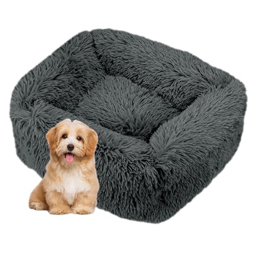 DOTBUY-SHOP Hundebet Rechteck Macaron Farbe Katzenbett, Hundekissen Grosse Hunde Kissen, Plüsch-Hundekorb Hundebett Waschbar, für Welpe, Katzen, Kätzchen, Haustiere (XL,Anthrazit) von DOTBUY-SHOP