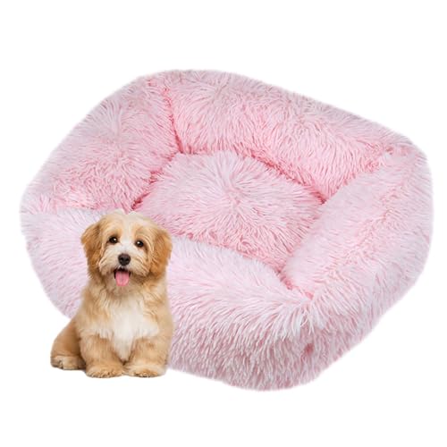 DOTBUY-SHOP Hundebet Rechteck Macaron Farbe Katzenbett, Hundekissen Grosse Hunde Kissen, Plüsch-Hundekorb Hundebett Waschbar, für Welpe, Katzen, Kätzchen, Haustiere (XL,Helles Rosa) von DOTBUY-SHOP