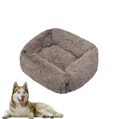 DOTBUY-SHOP Hundebet Rechtwinklig Katzenbett, Hundekissen Grosse Hunde Donut Kissen Herbst und Winter, Waschbar Plüsch-Hundekorb Hundebett, für Mittel Hunde Katzen (2XL,Hellbraun) von DOTBUY-SHOP