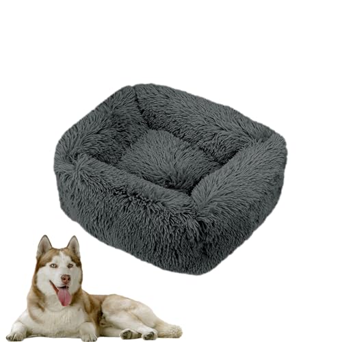 DOTBUY-SHOP Hundebet Rechtwinklig Katzenbett, Hundekissen Grosse Hunde Donut Kissen Herbst und Winter, Waschbar Plüsch-Hundekorb Hundebett, für Mittel Hunde Katzen (2XL,Holzkohle) von DOTBUY-SHOP