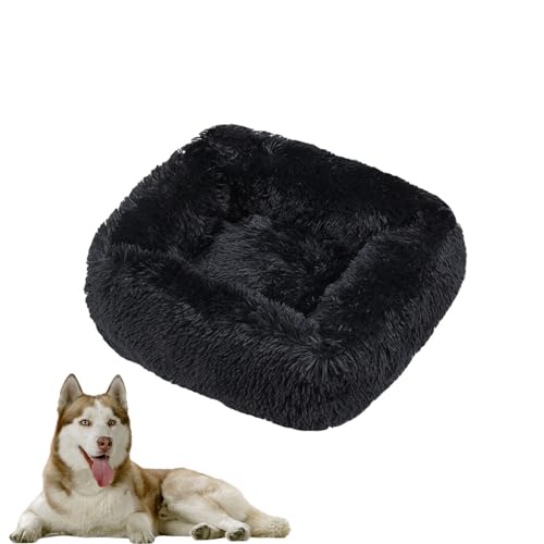 DOTBUY-SHOP Hundebet Rechtwinklig Katzenbett, Hundekissen Grosse Hunde Donut Kissen Herbst und Winter, Waschbar Plüsch-Hundekorb Hundebett, für Mittel Hunde Katzen (M,Schwarz) von DOTBUY-SHOP