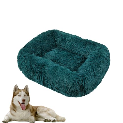 DOTBUY-SHOP Hundebet Rechtwinklig Katzenbett, Hundekissen Grosse Hunde Donut Kissen Herbst und Winter, Waschbar Plüsch-Hundekorb Hundebett, für Mittel Hunde Katzen (S,Dunkelgrün) von DOTBUY-SHOP