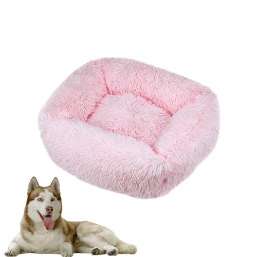 DOTBUY-SHOP Hundebet Rechtwinklig Katzenbett, Hundekissen Grosse Hunde Donut Kissen Herbst und Winter, Waschbar Plüsch-Hundekorb Hundebett, für Mittel Hunde Katzen (S,Hellrosa) von DOTBUY-SHOP