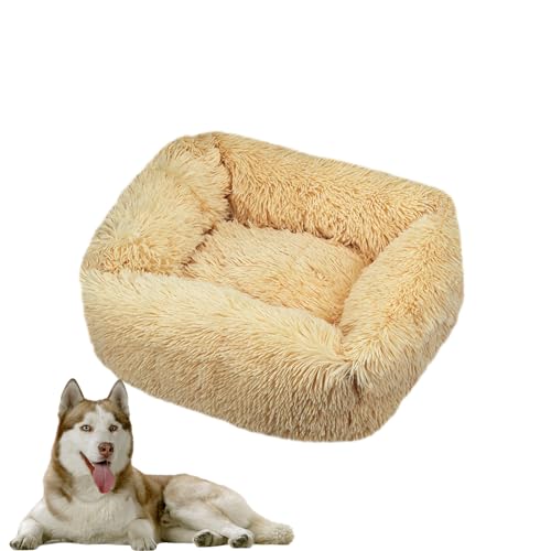 DOTBUY-SHOP Hundebet Rechtwinklig Katzenbett, Hundekissen Grosse Hunde Donut Kissen Herbst und Winter, Waschbar Plüsch-Hundekorb Hundebett, für Mittel Hunde Katzen (XL,Beige) von DOTBUY-SHOP