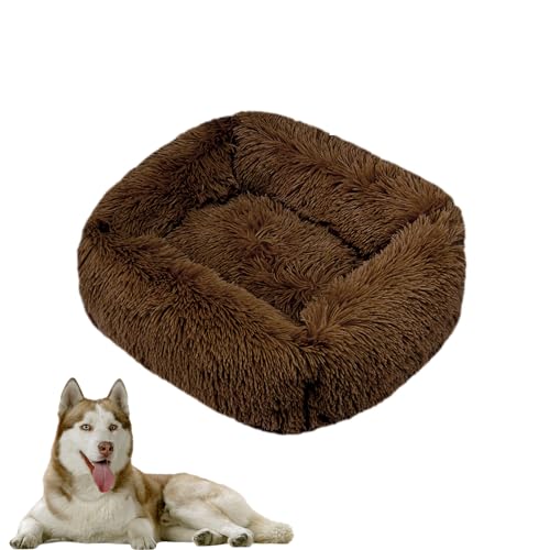 DOTBUY-SHOP Hundebet Rechtwinklig Katzenbett, Hundekissen Grosse Hunde Donut Kissen Herbst und Winter, Waschbar Plüsch-Hundekorb Hundebett, für Mittel Hunde Katzen (XL,Kaffee) von DOTBUY-SHOP