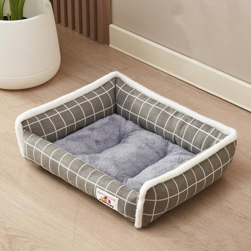 DOTBUY-SHOP Hundebet Rectangular Katzenbett, Hundekissen Grosse Hunde Rectangle Kissen, mit Muster Plüsch-Hundekorb Hundebett Waschbar, für Groß Hunde, Katzen (S,Rauchgrau) von DOTBUY-SHOP