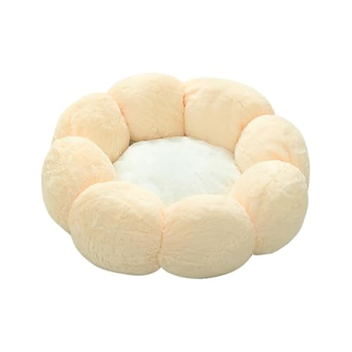 DOTBUY-SHOP Hundebet Rundes Katzenbett, Blumen Hundekissen Grosse Hunde Donut Kissen, Plüsch-Hundekorb Hundebett Waschbar, für Groß Hunde, Katzen und Herbst und Winter (55cm,Gelb) von DOTBUY-SHOP